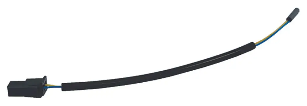 Syr Reed-Kontakt mit Kabel und Stecker. Der Kontakt ist für elektrische Verbindungen vorgesehen und zeigt eine Kombination aus schwarzen und farbigen Drähten.